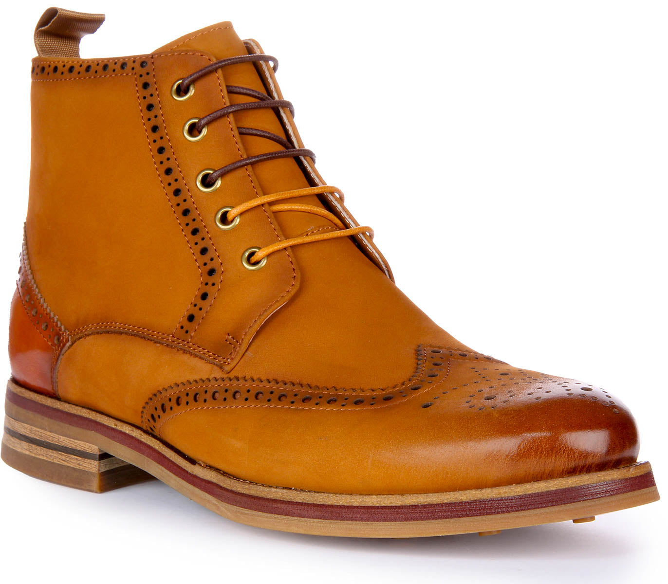 JUSTINREESS ENGLAND Reid Tan Side Zip Boot | Lace Up Brogues Boots ...