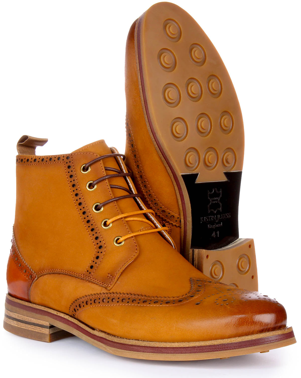 Mens tan brogue sales boots