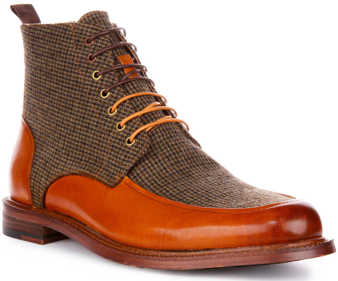 Austin Tweed Ankle Boots In Brown