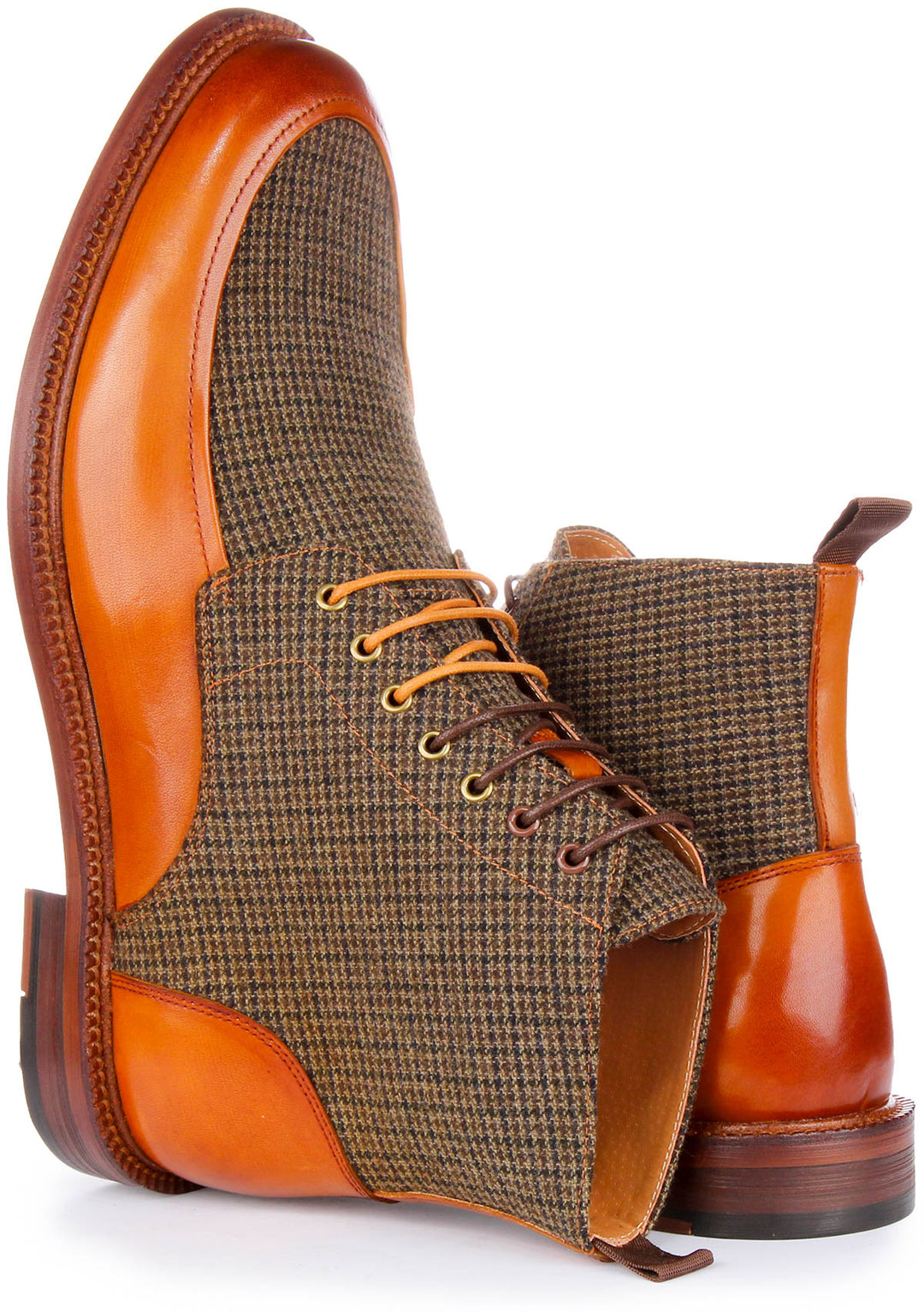 Austin Tweed Ankle Boots In Brown