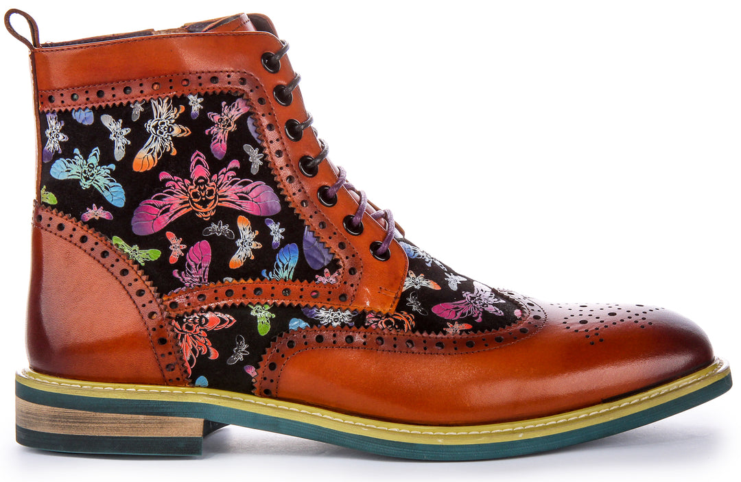 Hi Kennedy Evil Butterfly Print Boots In Brown
