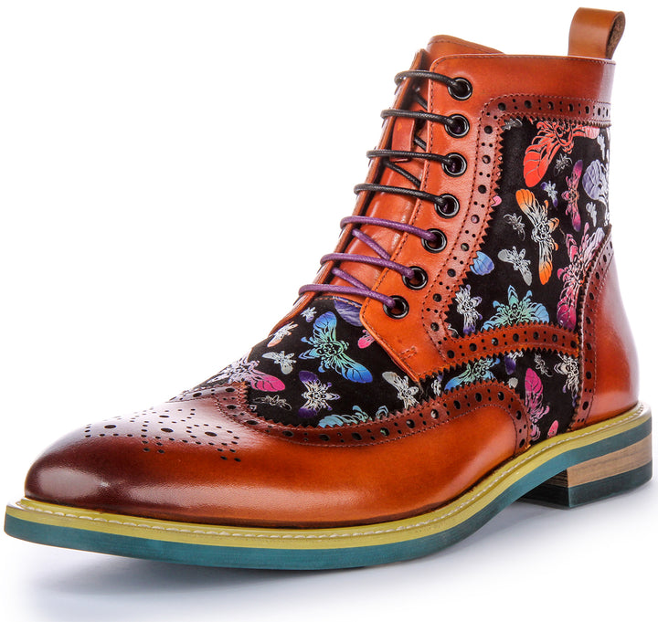 Hi Kennedy Evil Butterfly Print Boots In Brown