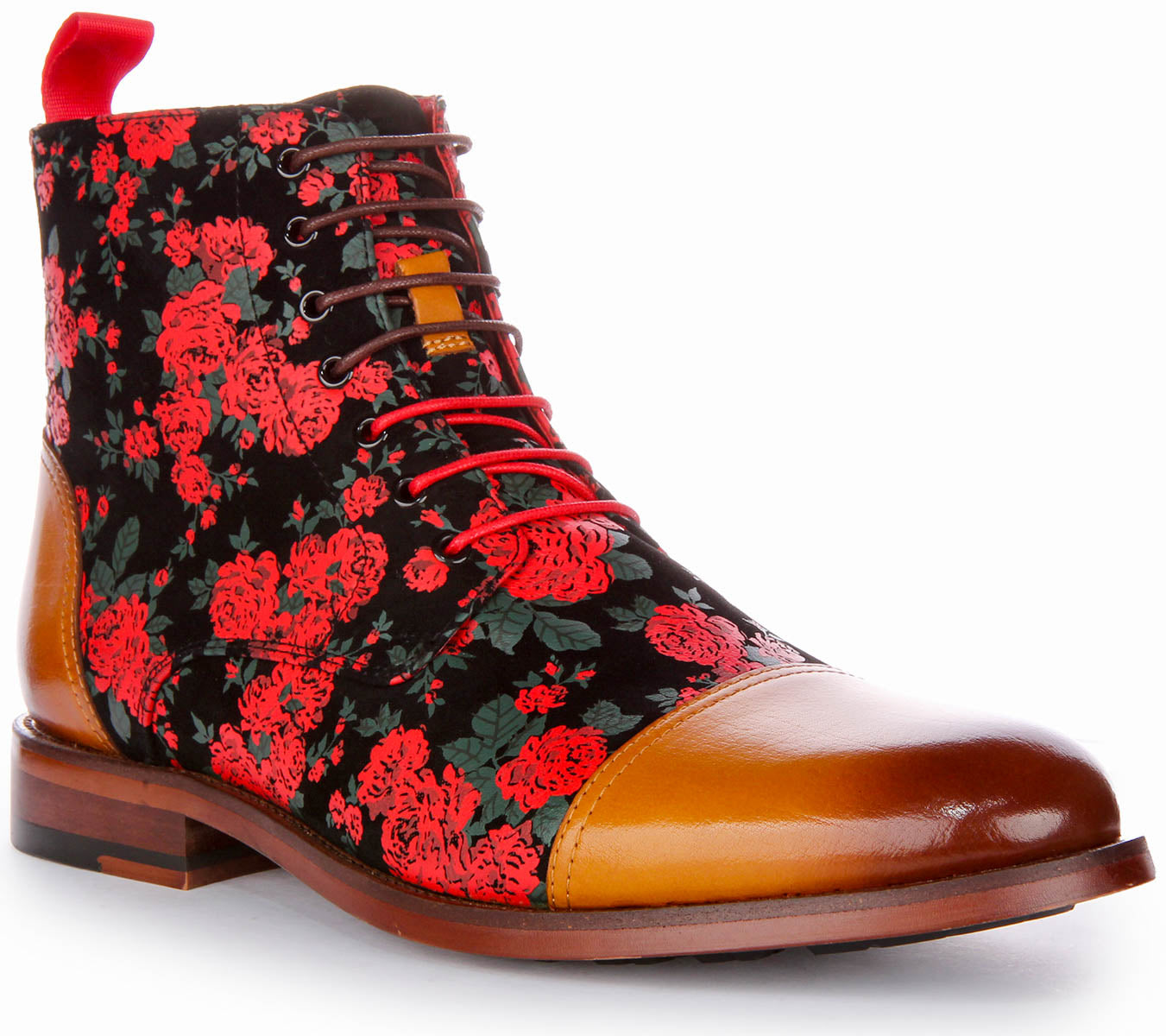 George In Brown For Men | Oxford Toe Floral Boots – Justin Reess