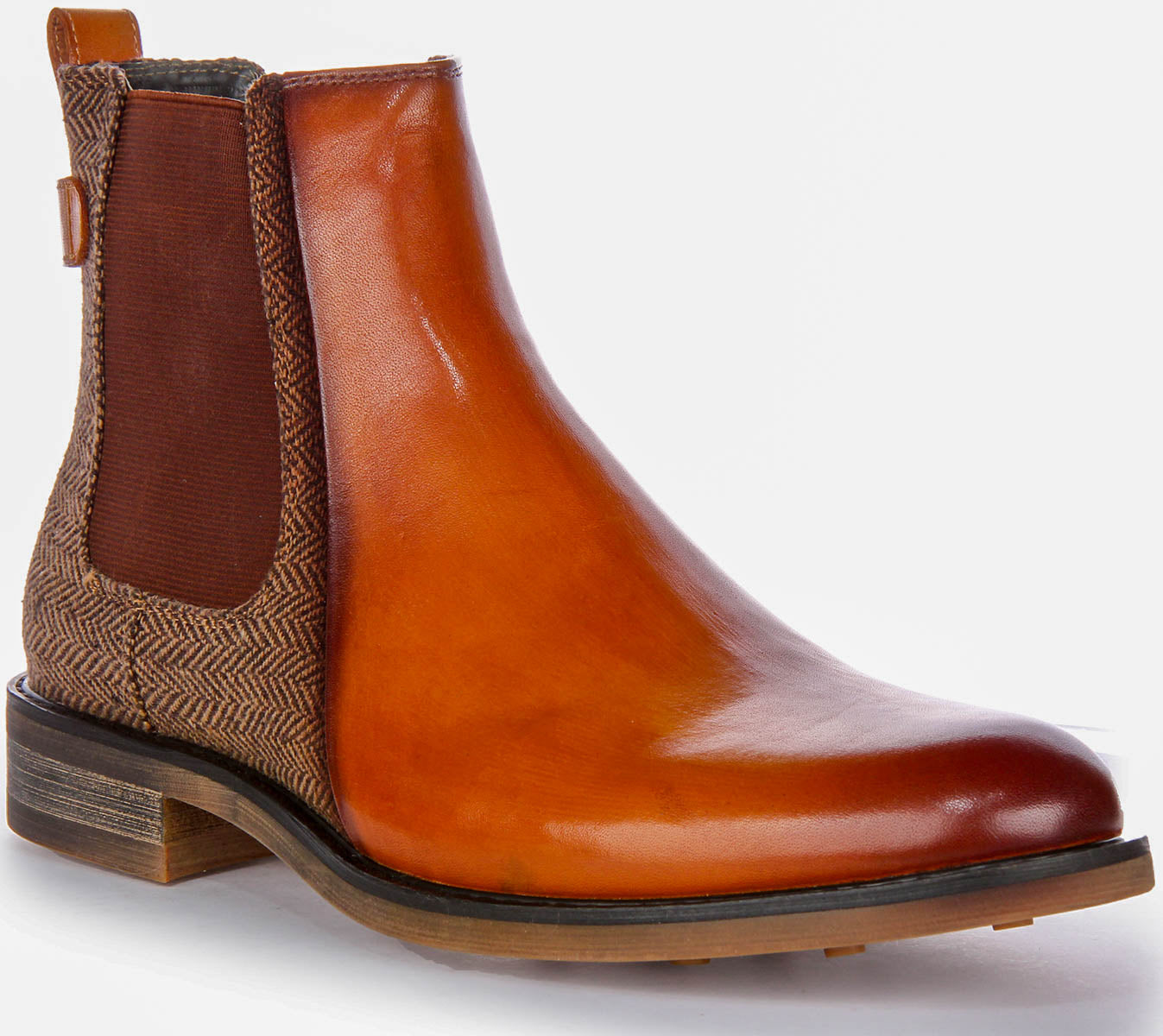 JUSTINREESS Mens Soft Slip On Brown Tweed Chelsea Boots – Justin Reess