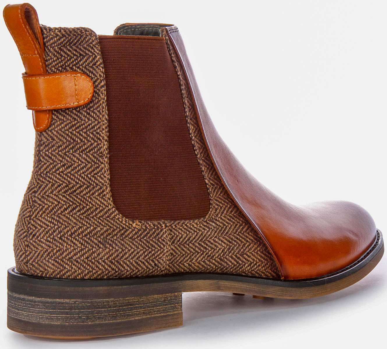 JUSTINREESS Mens Soft Slip On Brown Tweed Chelsea Boots Justin Reess