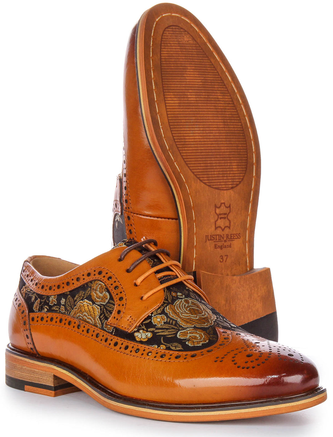 Ross In Brown For Women Leather Floral Brogues – Justin Reess