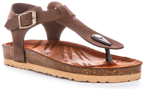 Alora Thong Footbed Sandals In Brown