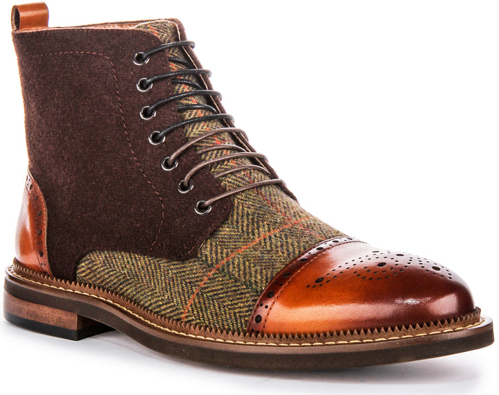 Lennox Brogues Ankle Boots In Brown