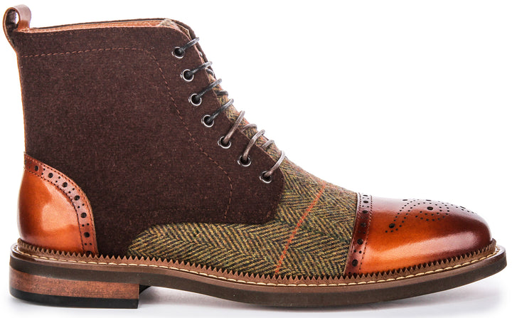 Lennox Brogues Ankle Boots In Brown