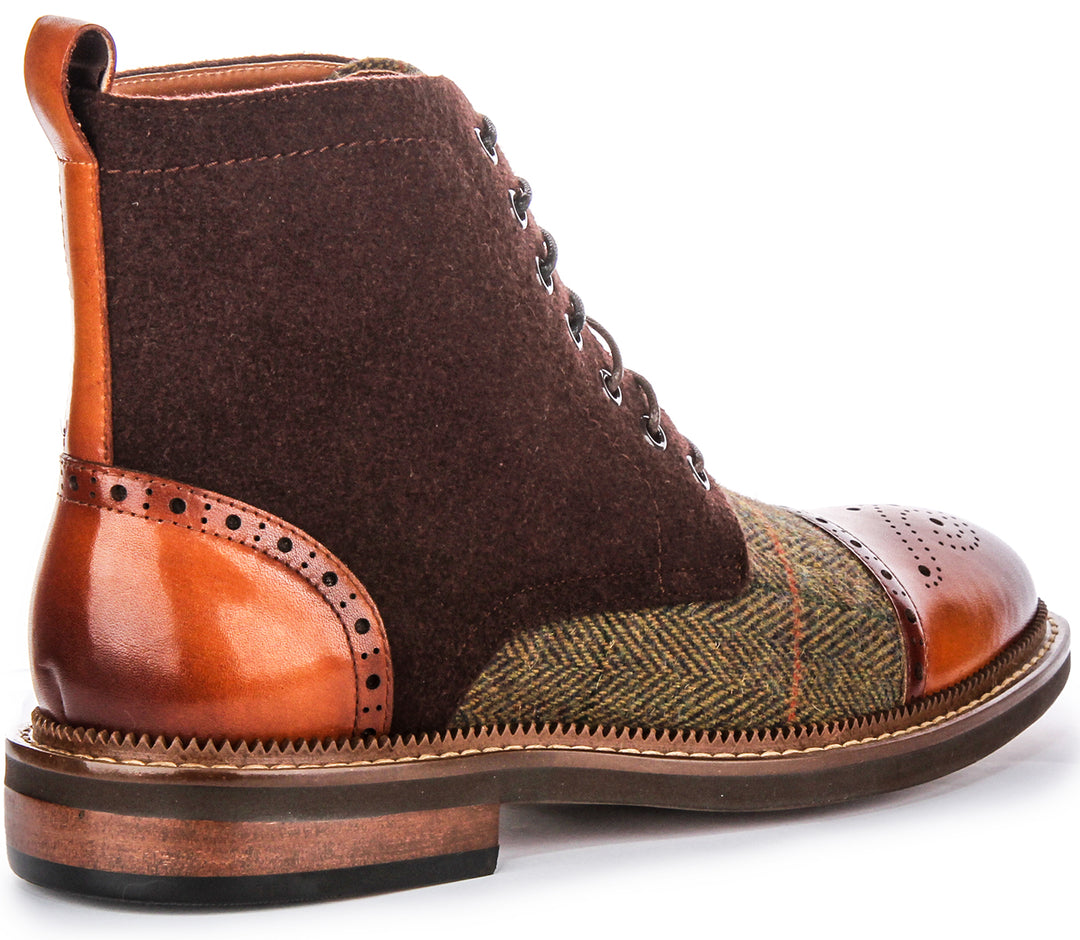 Lennox Brogues Ankle Boots In Brown