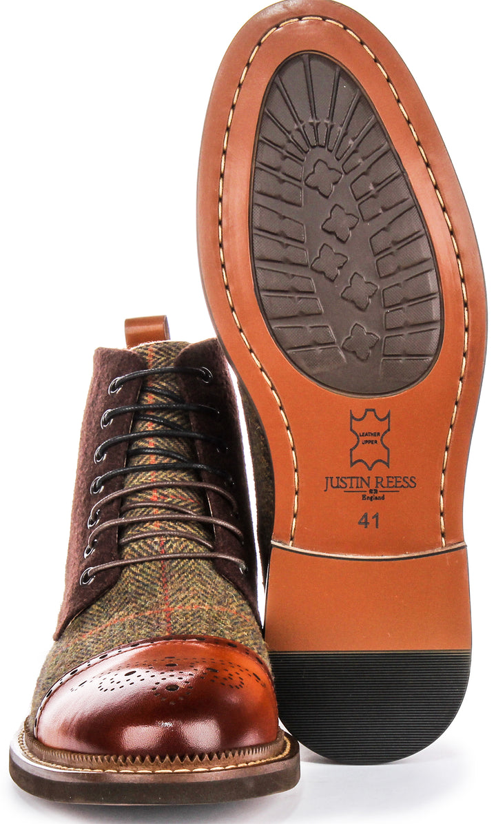 Lennox Brogues Ankle Boots In Brown