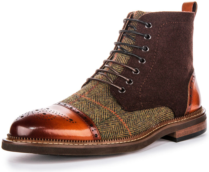 Lennox Brogues Ankle Boots In Brown