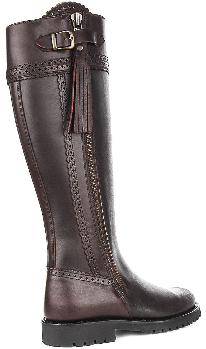 Valentina Leather Knee High Boot In Brown