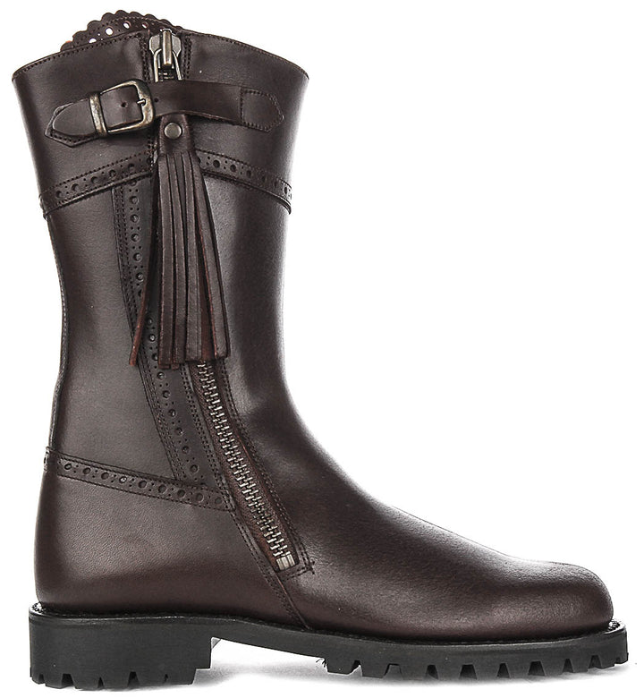 Valentina Short Mid Calf Boots In Brown