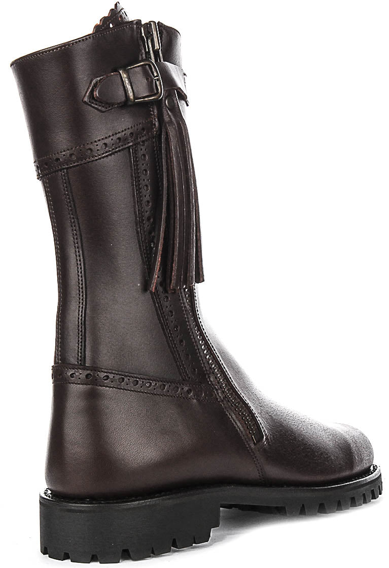 Valentina Short Mid Calf Boots In Brown