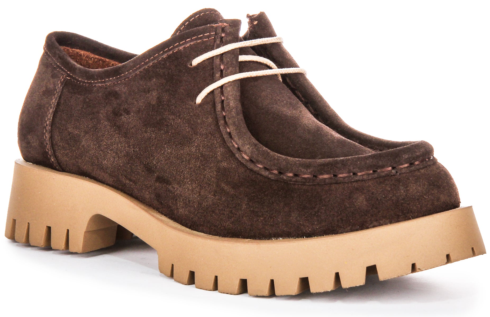 Emerie In Brown | Women’s Suede Moc Toe Shoes – Justin Reess