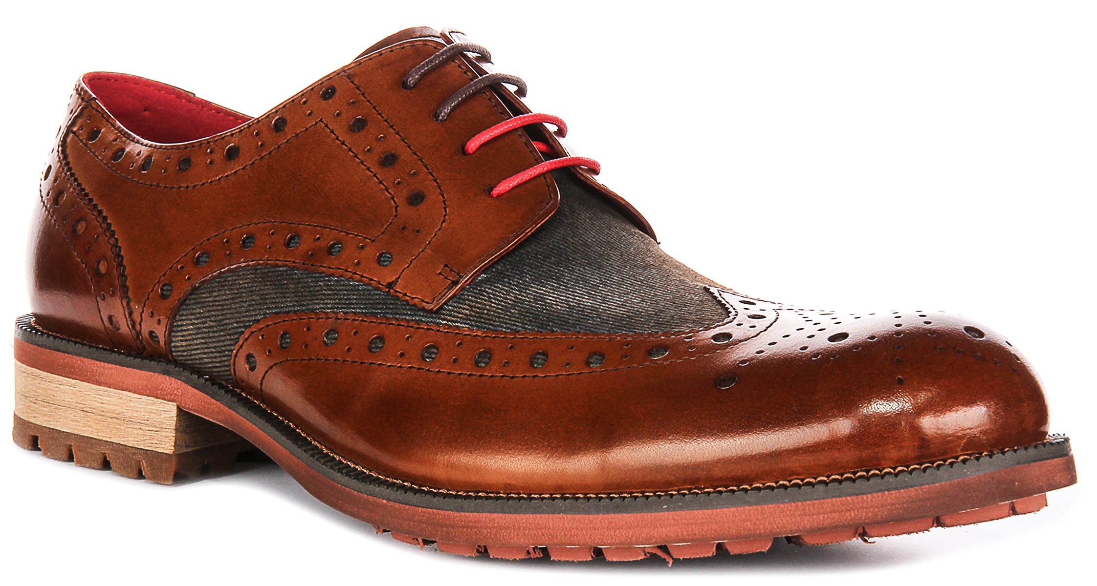 JUSTINREESS ENGLAND Theo In Brown | Vintage Denim Brouge Oxford ...