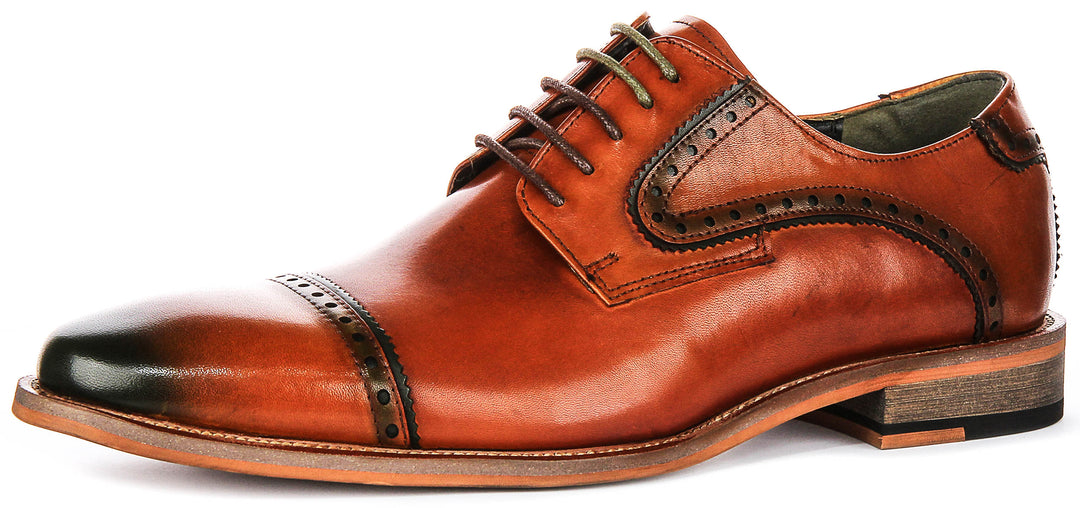 Jenson In Brown Green Oxford Shoes