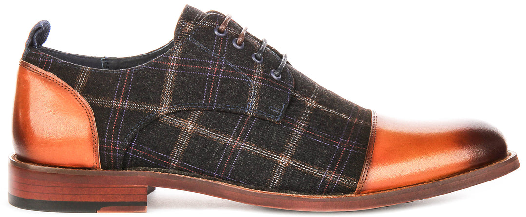 Oden In Brown Check Oxford Shoes
