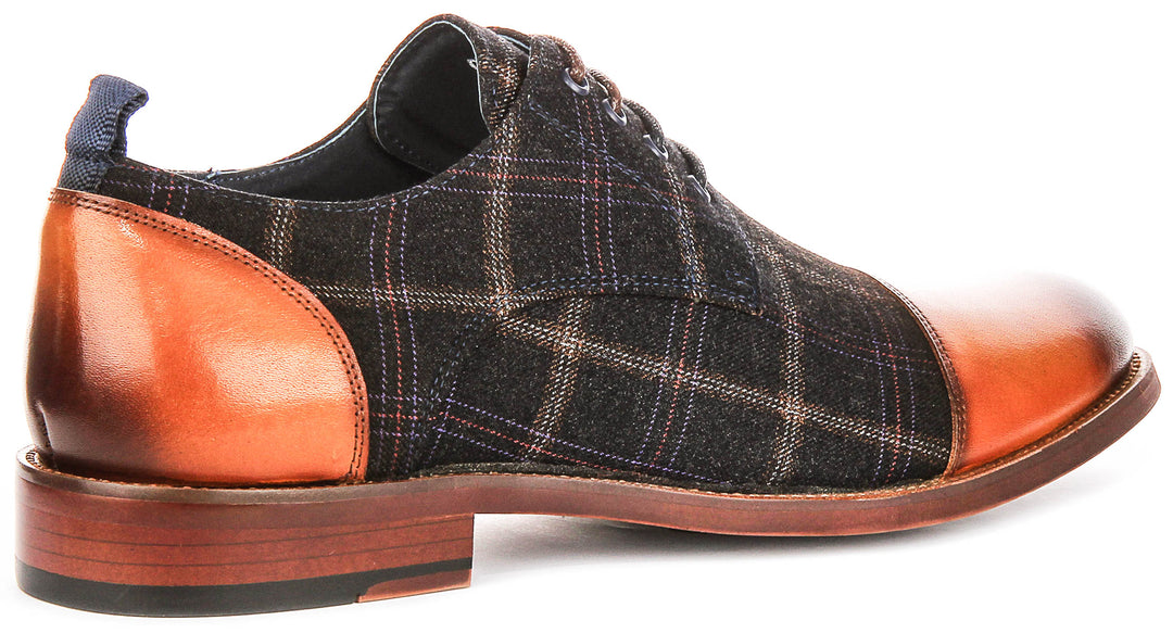 Oden In Brown Check Oxford Shoes