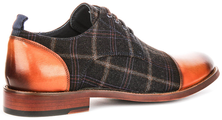 Oden In Brown Check Oxford Shoes