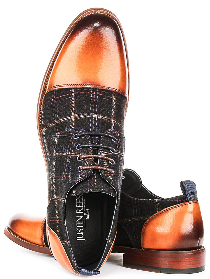 Oden In Brown Check Oxford Shoes