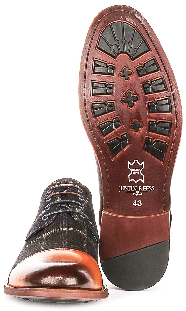 Oden In Brown Check Oxford Shoes