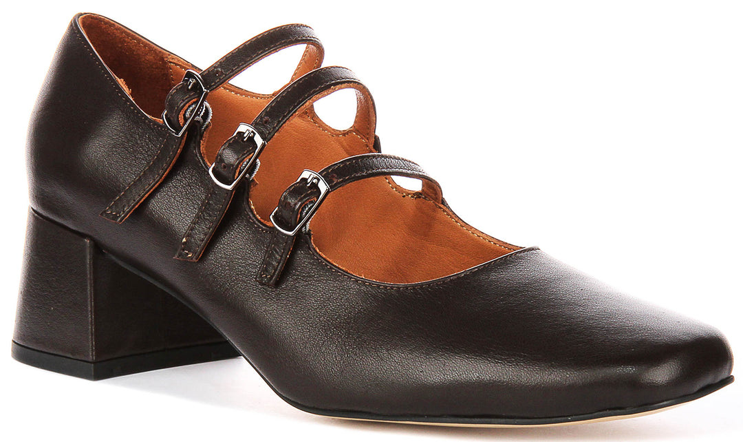 Kate 2 Mary Jane Heel In Brown Leather