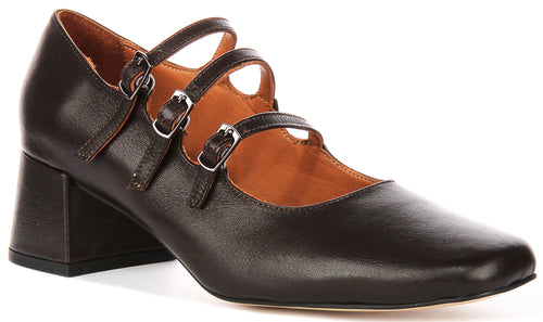 Kate 2 Mary Jane Heel In Brown Leather