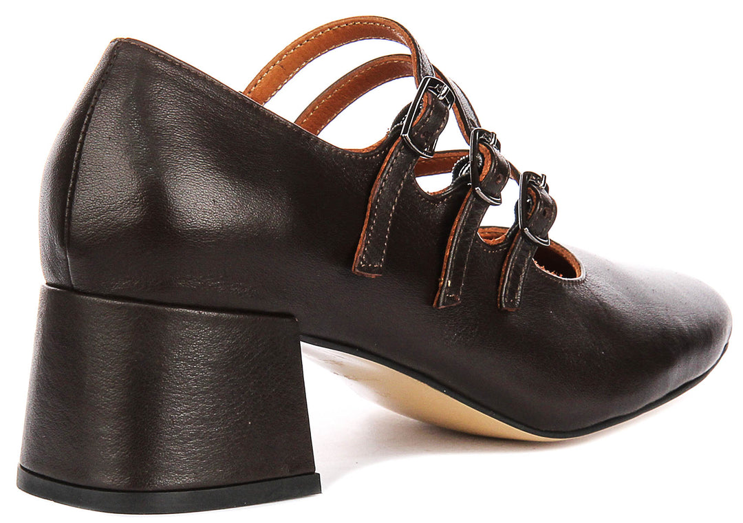 Kate 2 Mary Jane Heel In Brown Leather