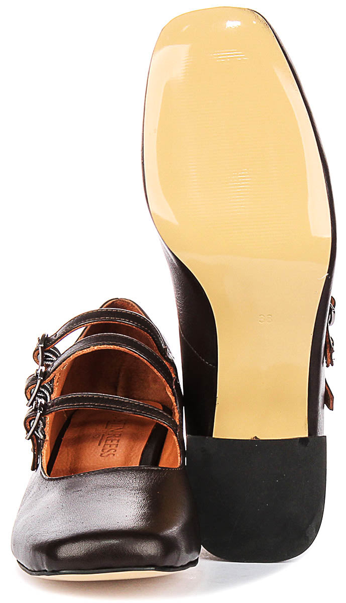 Kate 2 Mary Jane Heel In Brown Leather
