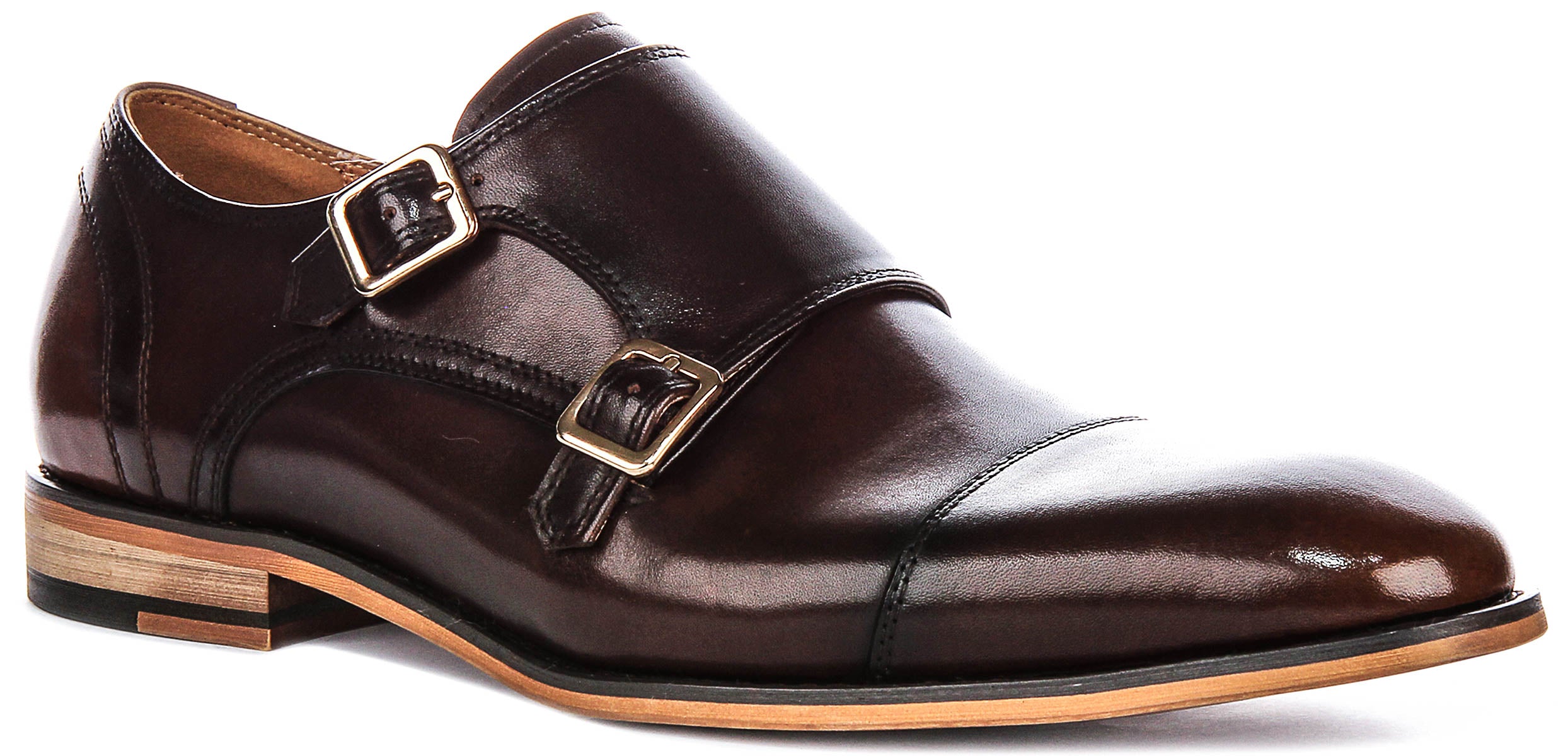 Donald Brown | Leather Double Monk Strap Shoes | Smart Suit Shoes ...