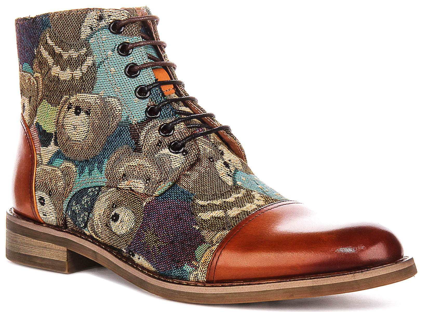 Milo In Brown | Teddy Bear Print Brogue Boots – Justin Reess
