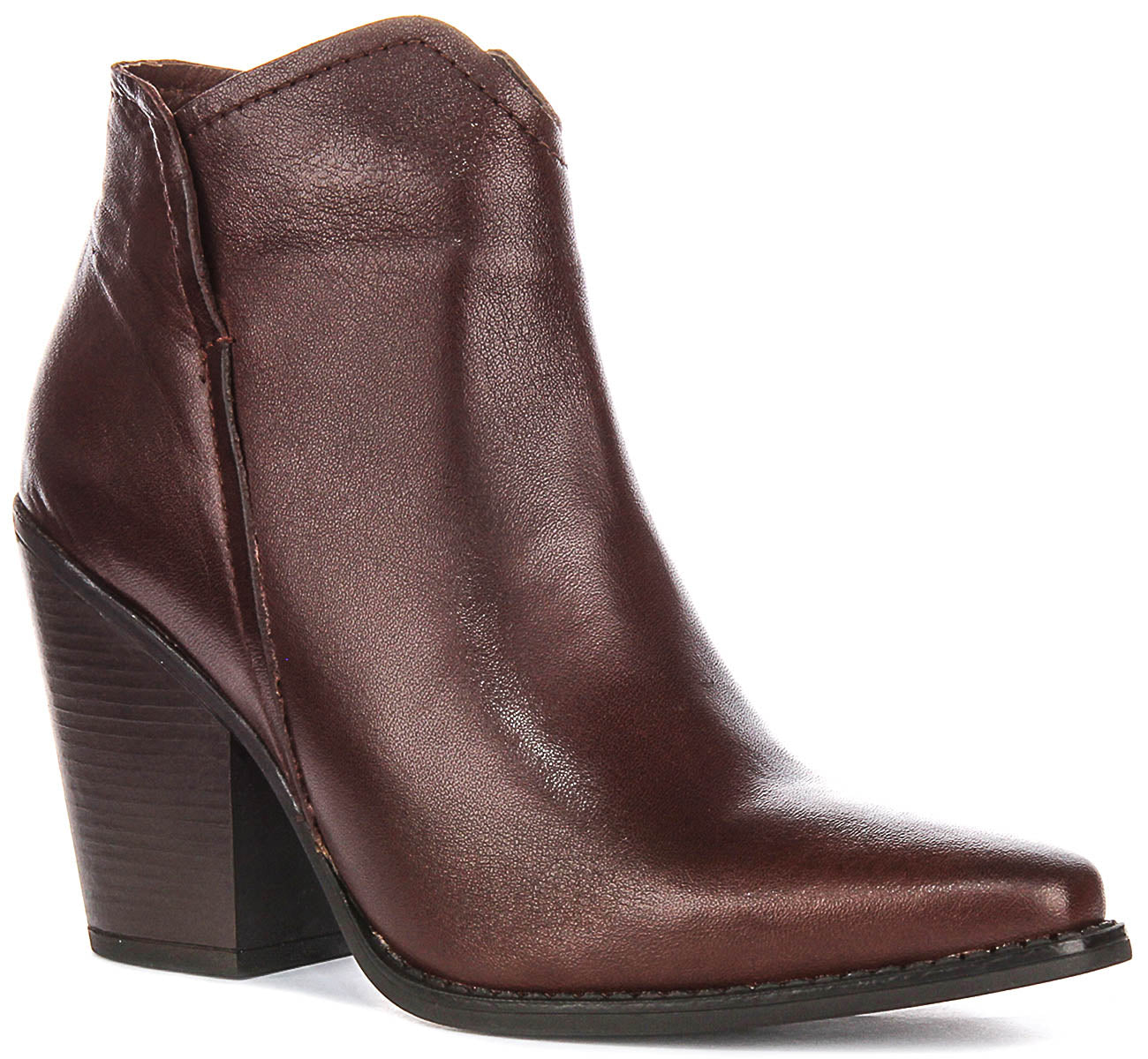 Willow In Brown | Leather Block Heel Boots – Justin Reess