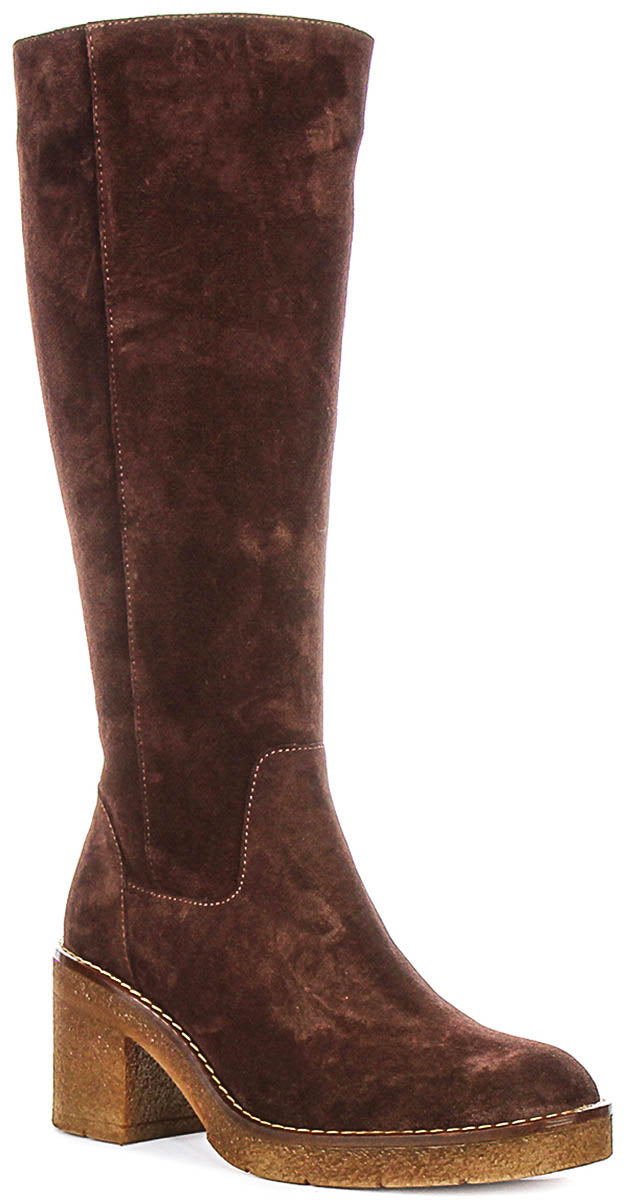 Amber Suede Long Boots In Brown