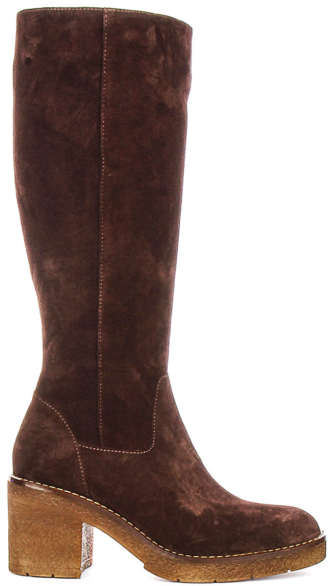Amber Suede Long Boots In Brown