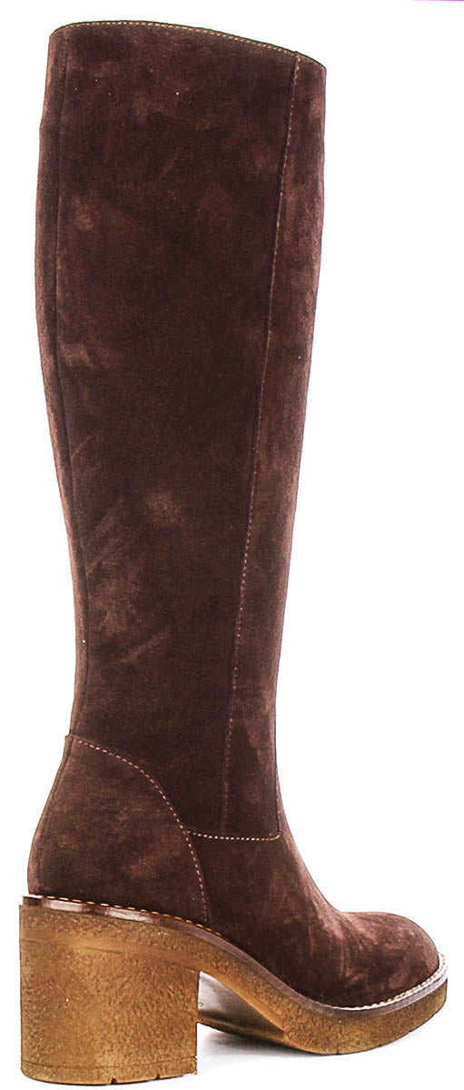 Amber Suede Long Boots In Brown
