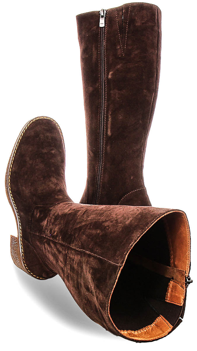 Amber Suede Long Boots In Brown