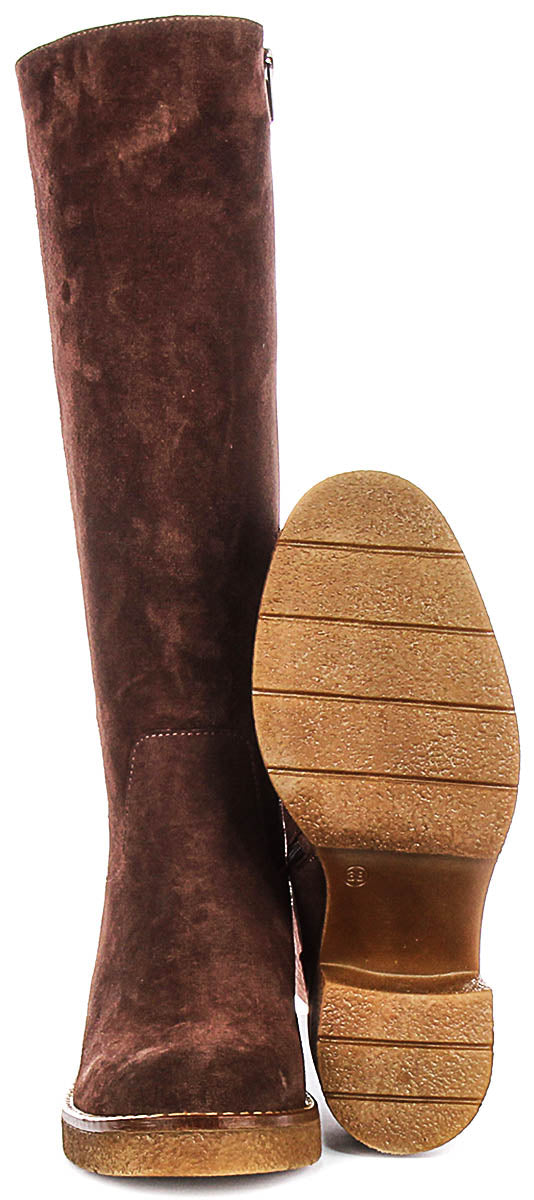 Amber Suede Long Boots In Brown