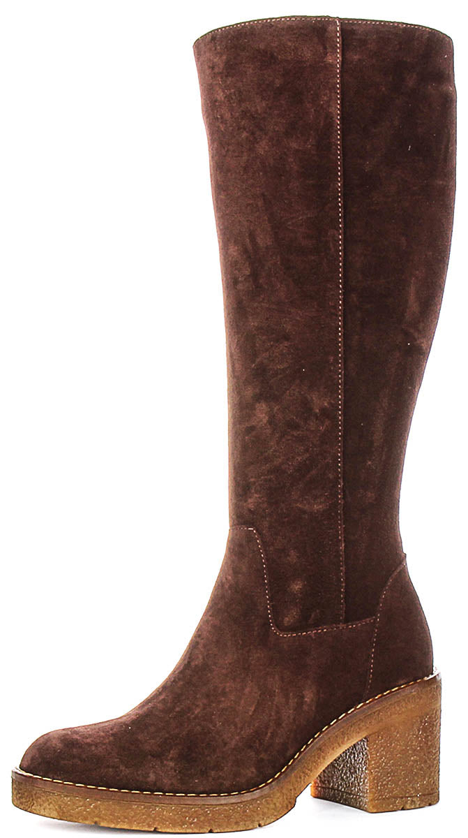 Amber Suede Long Boots In Brown