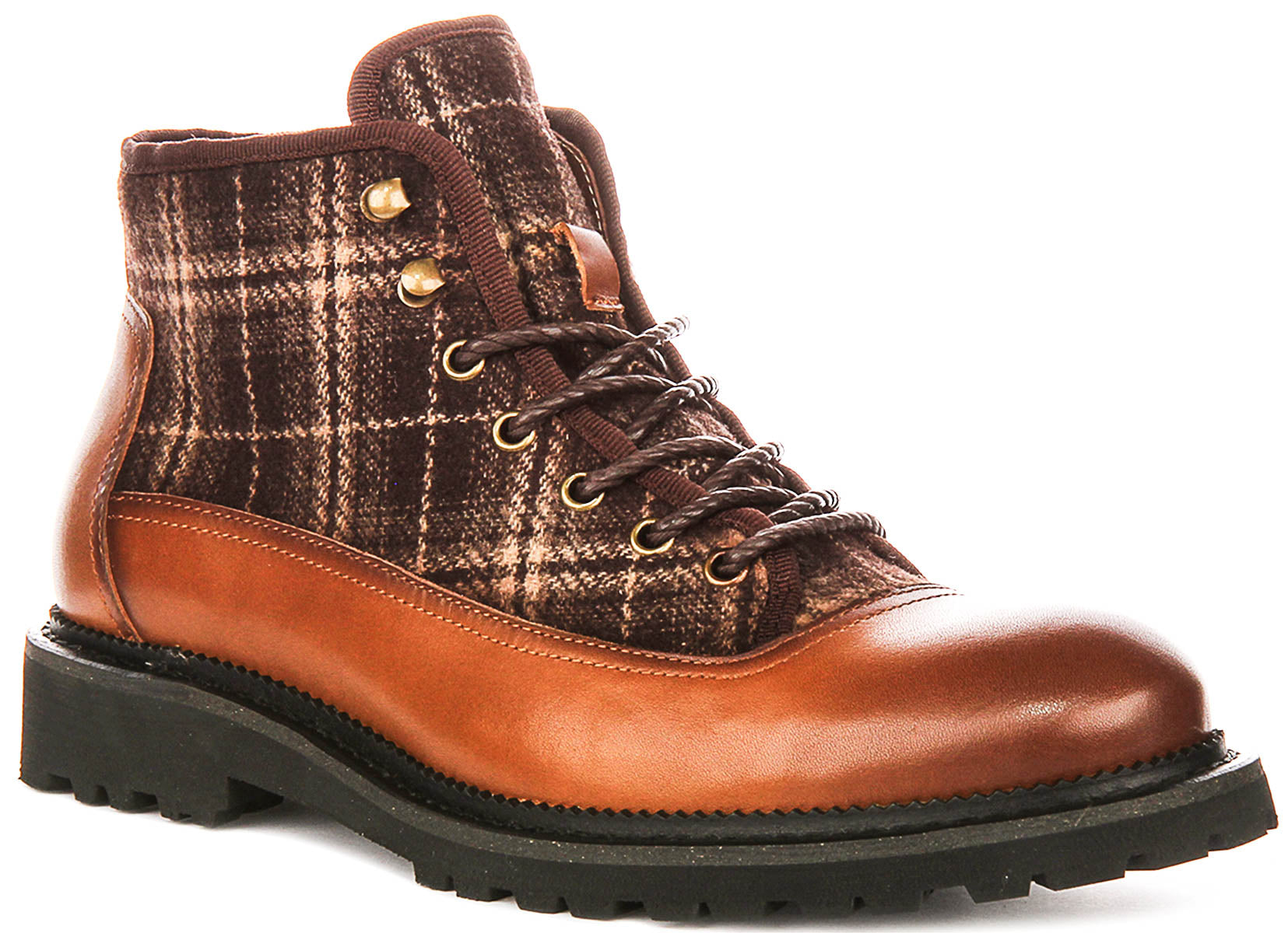 JUSTINREESS Weston In Brown For Men | Mens Check Hiking Look Boot ...