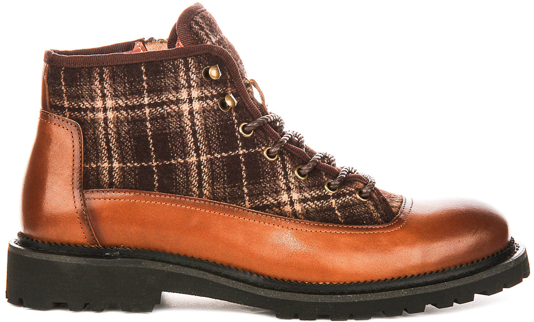 Weston Rees JUSTINREESS Weston In Brown For Men | Mens Check Hiking Look Boot ...