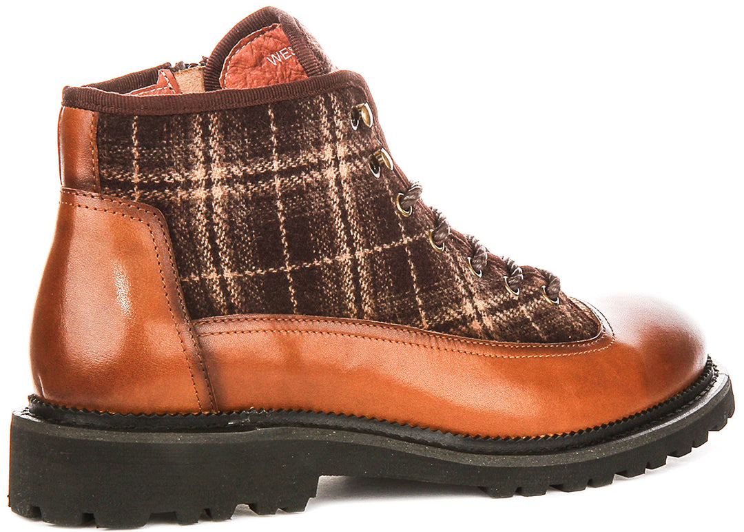 Weston Rees JUSTINREESS Weston In Brown For Men | Mens Check Hiking Look Boot ...