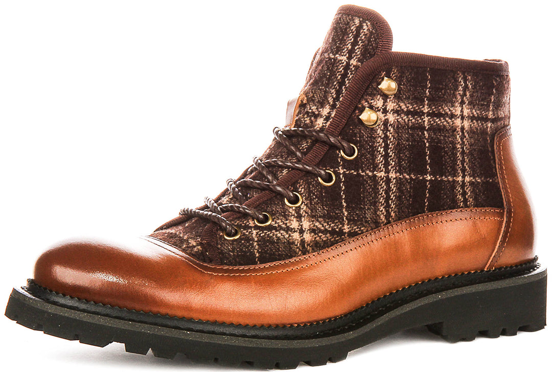 Weston Rees JUSTINREESS Weston In Brown For Men | Mens Check Hiking Look Boot ...