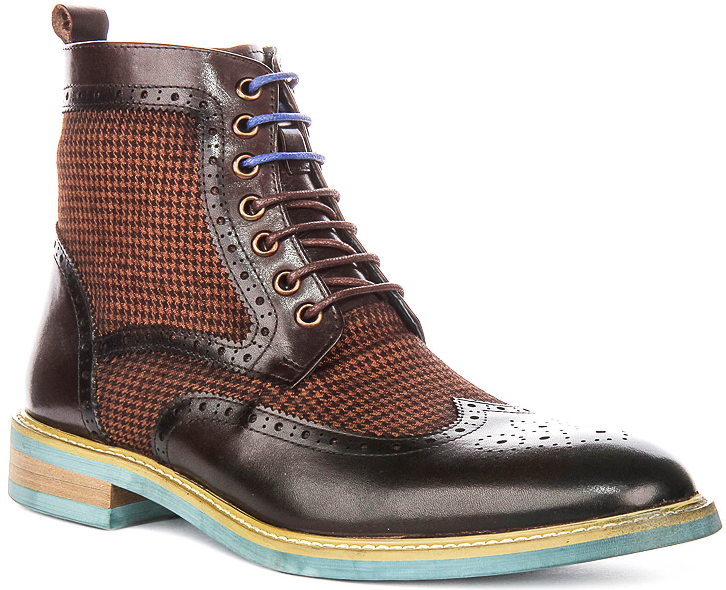 JUSTINREESS Wyatt In Brown For Men | Mens Brown Blue Brogue Boots ...