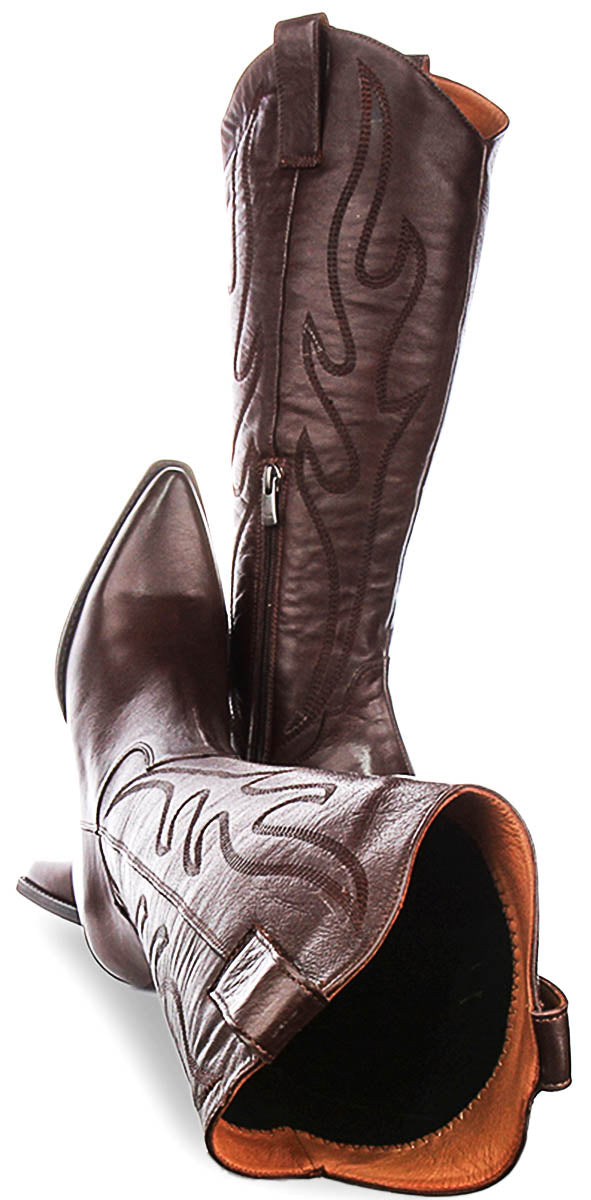 Willa Knee High Cowboy Boot In Brown