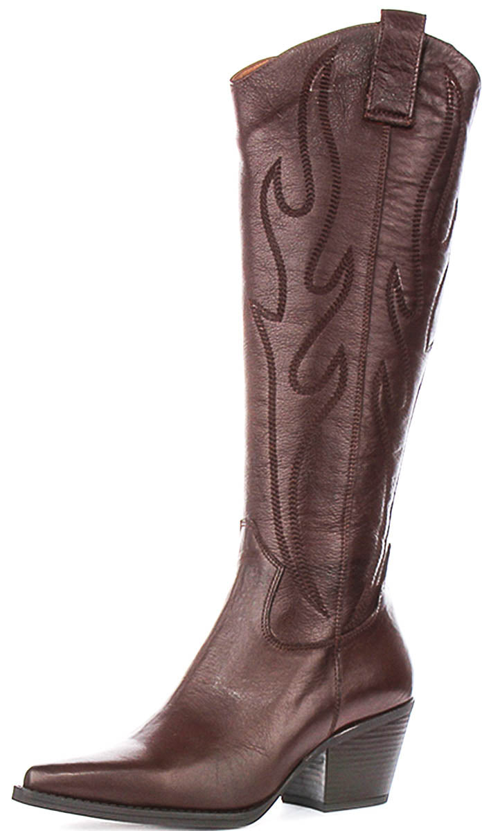Willa Knee High Cowboy Boot In Brown
