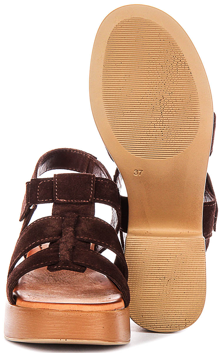 Sylvia Gladiator Sandal In Brown Suede