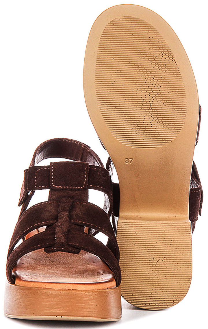 Sylvia Gladiator Sandal In Brown Suede