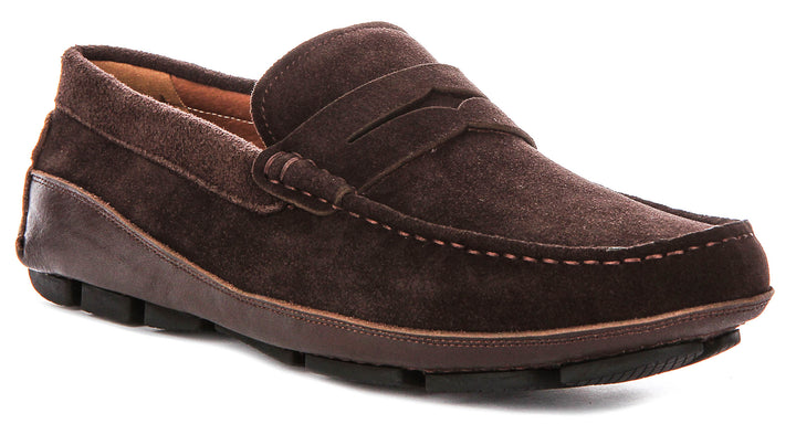 Luke Driving Shoes In Brown Suede